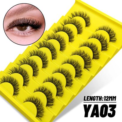 GROINNEYA 5/10 Pairs Natural False Eyelashes, Manga 3D Faux Mink, Soft Winged, Realistic Extensions