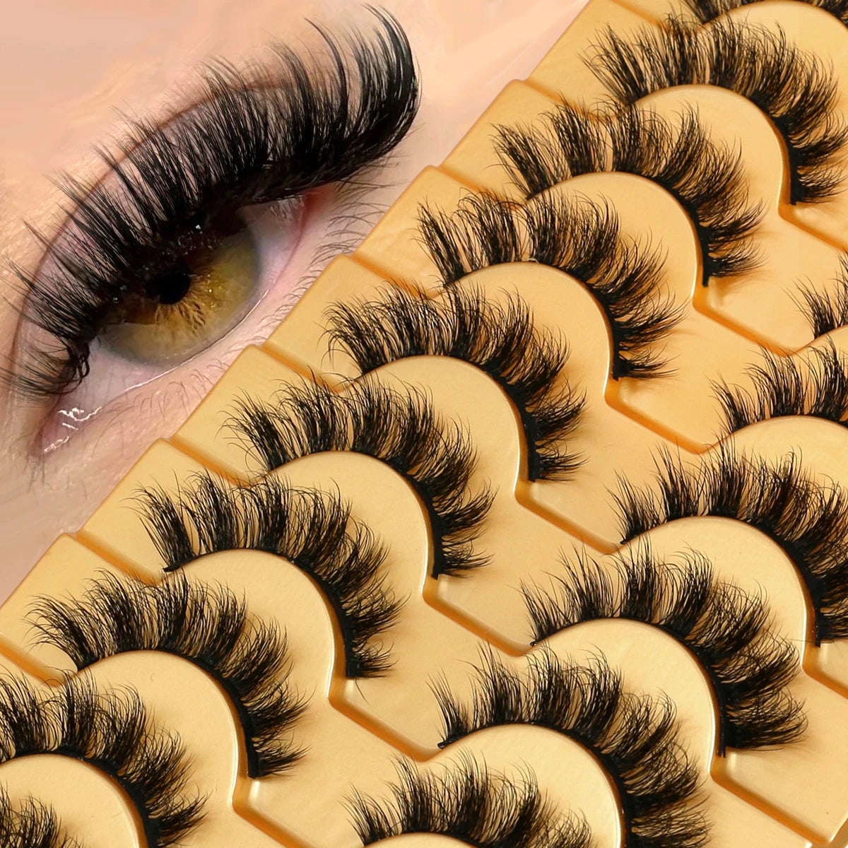 GROINNEYA Cat Eye Faux Mink Lashes, Winged End, Elongated, Natural Long Eyelash Extensions