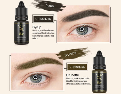 YD 12ML 20-Color Tattoo Microblading Ink for Eyebrows & Eyeliner - Semi Permanent