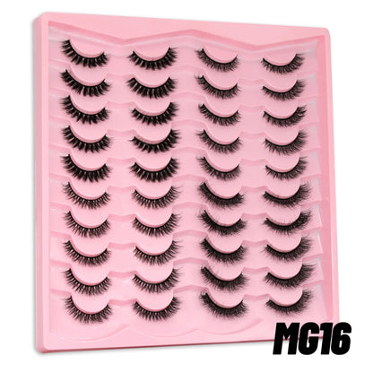 GROINNEYA 5/20 Pairs Russian Strip Lashes, DD Curl, Natural Lashes, 4 Styles, Eyelash Extensions