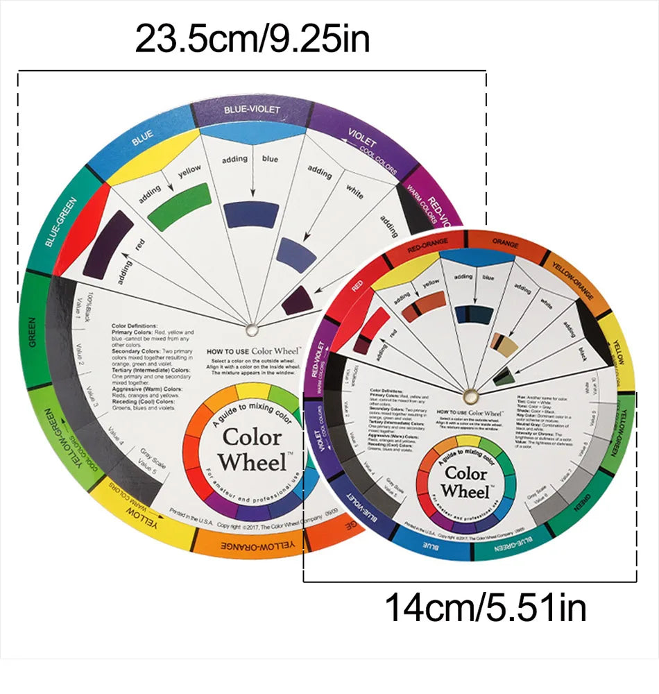 12-Color Tattoo Color Wheel Card - Three-Tier Mixing Guide with Rotating Central Circle