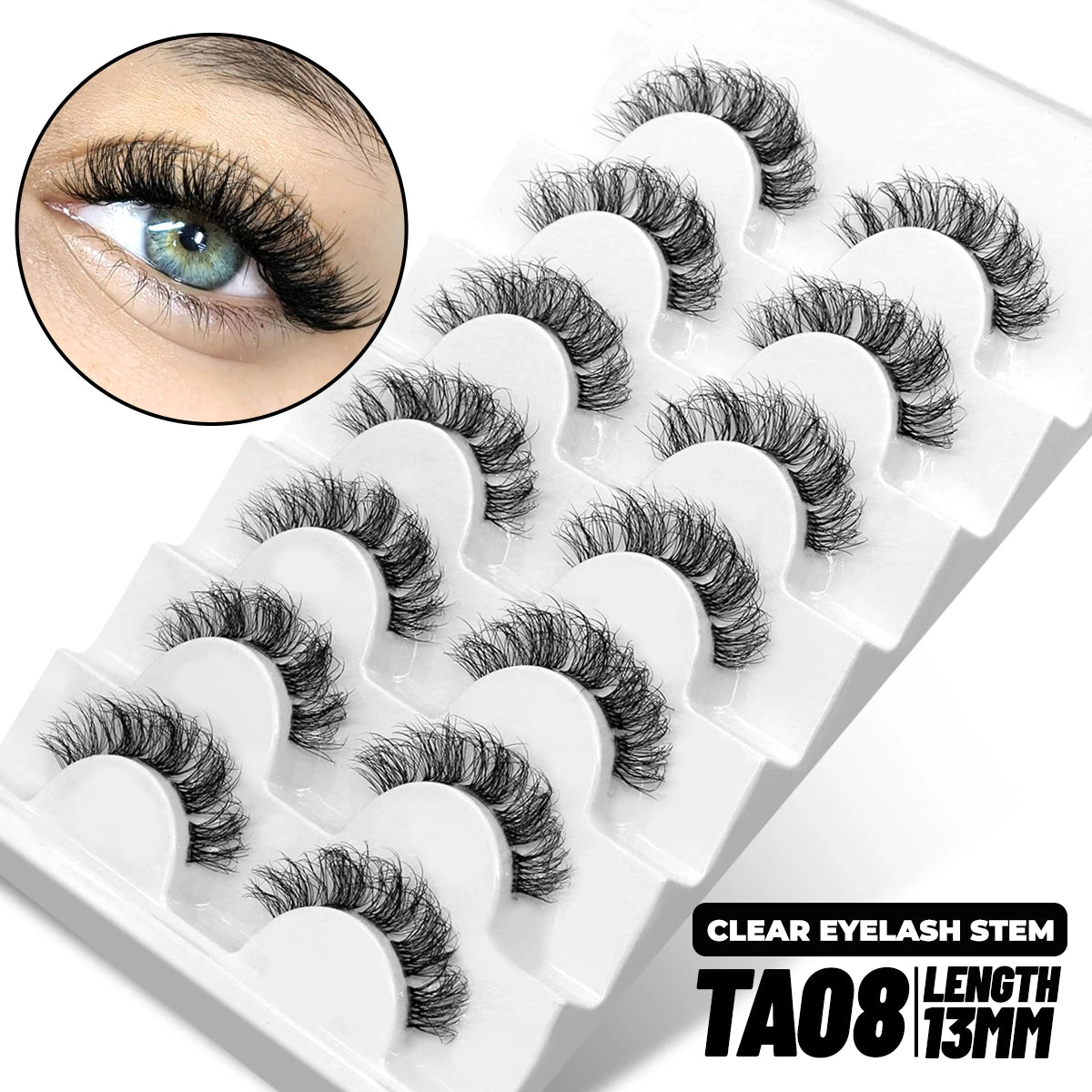 GROINNEYA 5/10 Pairs Mink Eyelashes, Invisible Band, Natural False Lashes, 3D Faux Mink Extensions