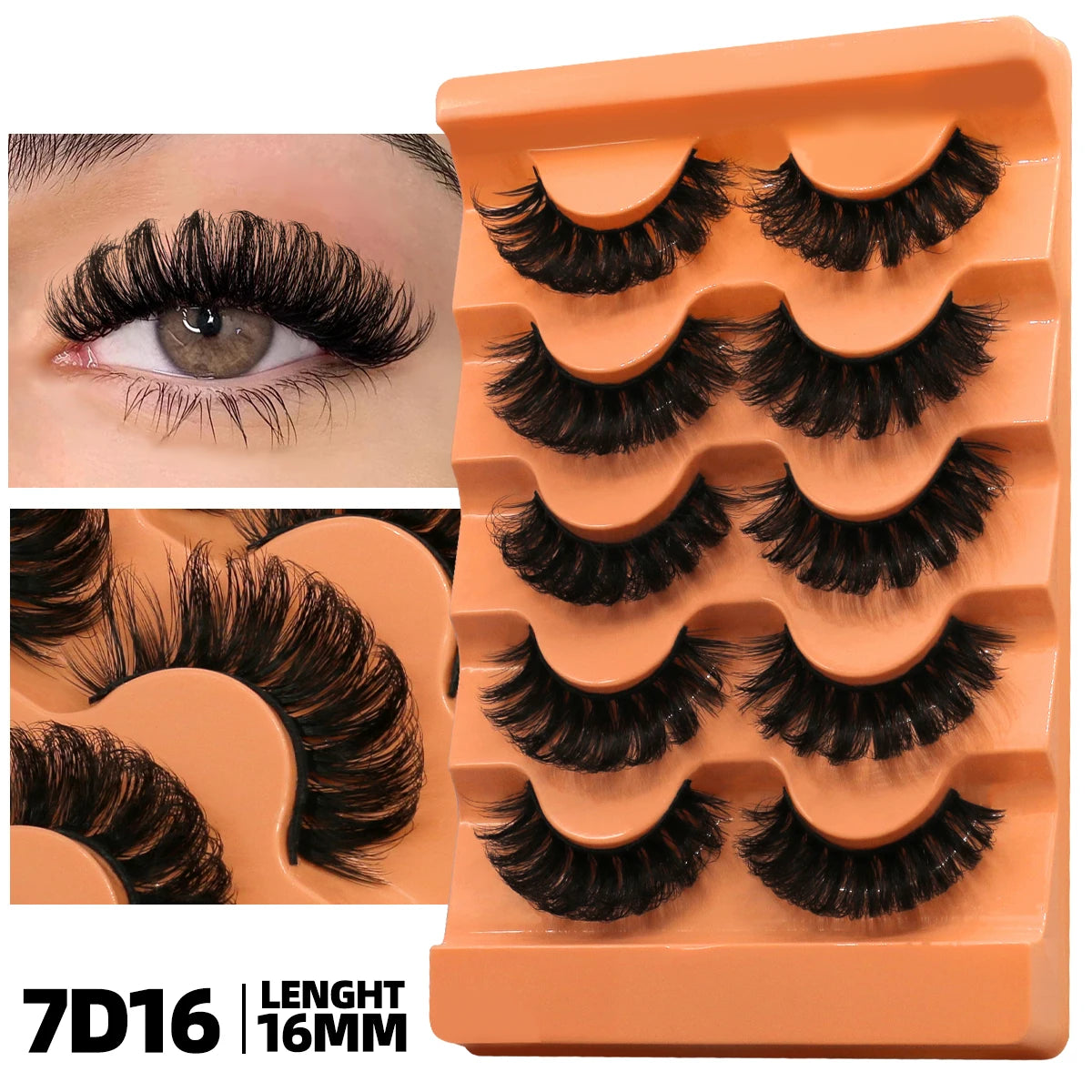 GROINNEYA Fluffy 8D Volume Mink Eyelashes, Soft Dramatic Wispy Lashes, Makeup Faux Cils