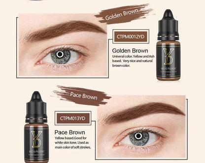 YD 12ML 20-Color Tattoo Microblading Ink for Eyebrows & Eyeliner - Semi Permanent