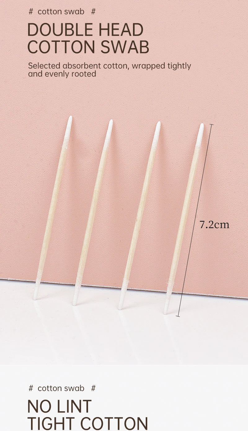 100/300PCS Disposable Cotton Swab Brushes - Lint-Free Micro Makeup & Glue Removers