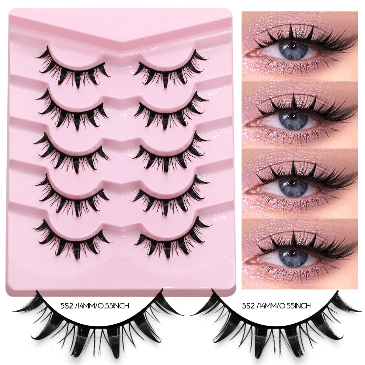 GROINNEYA Manga 3D Mink Lashes, Soft Cross Wispy, Natural False Eyelashes, Eyelash Extensions