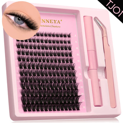 GROINNEYA Lash Clusters Kit, Waterproof Strong Hold, DIY Lash Extensions, Bond & Seal, Tweezers