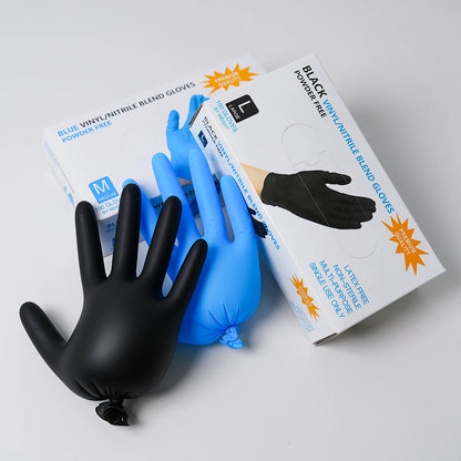 100Pcs Disposable Black/Blue Nitrile Tattoo Gloves - S/M/L/XL Sizes, Safety Glove