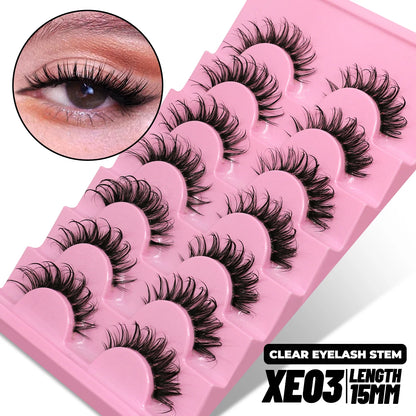 GROINNEYA 5/10 Pairs Mink Eyelashes, Invisible Band, Natural False Lashes, 3D Faux Mink Extensions