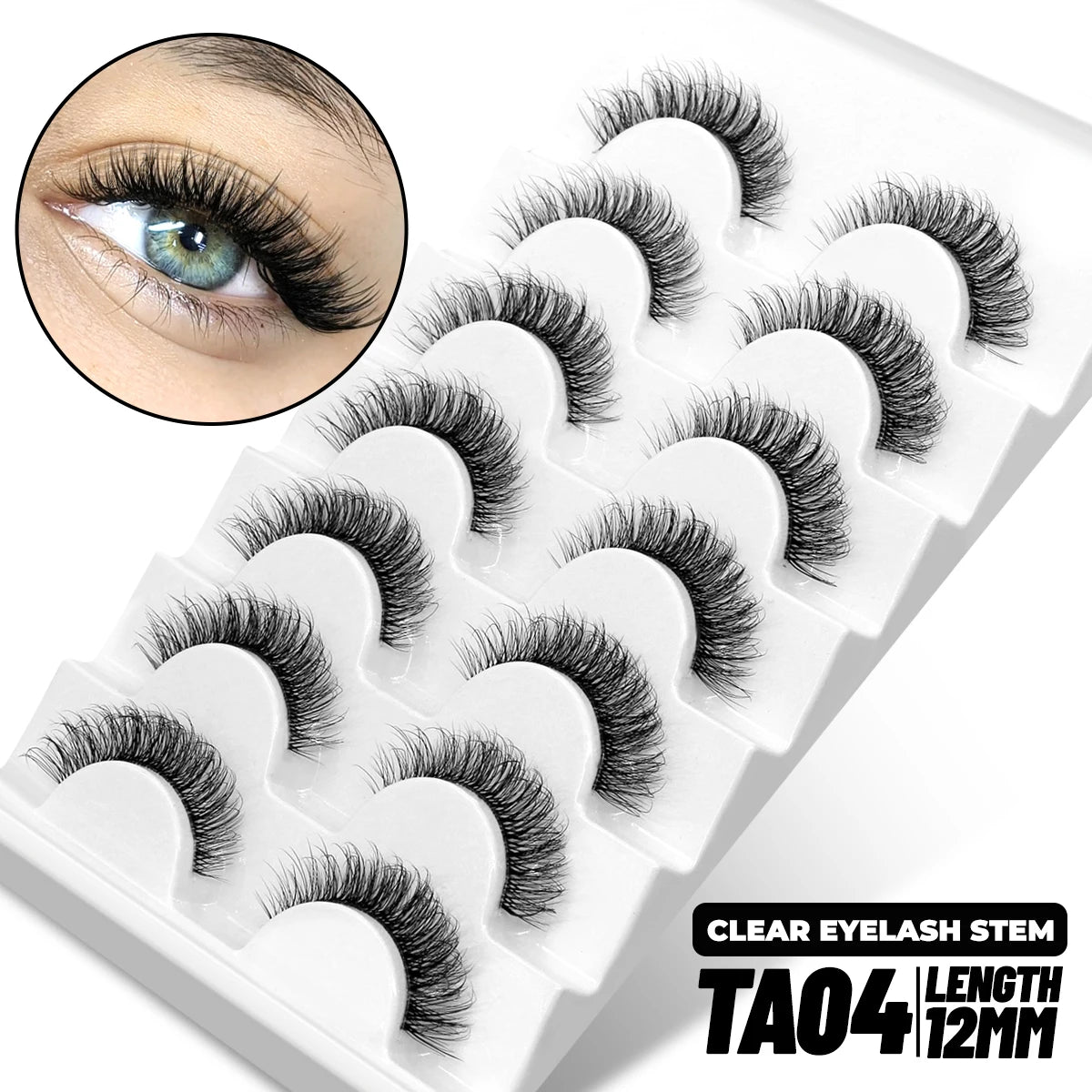 GROINNEYA 5/10 Pairs Mink Eyelashes, Invisible Band, Natural False Lashes, 3D Faux Mink Extensions