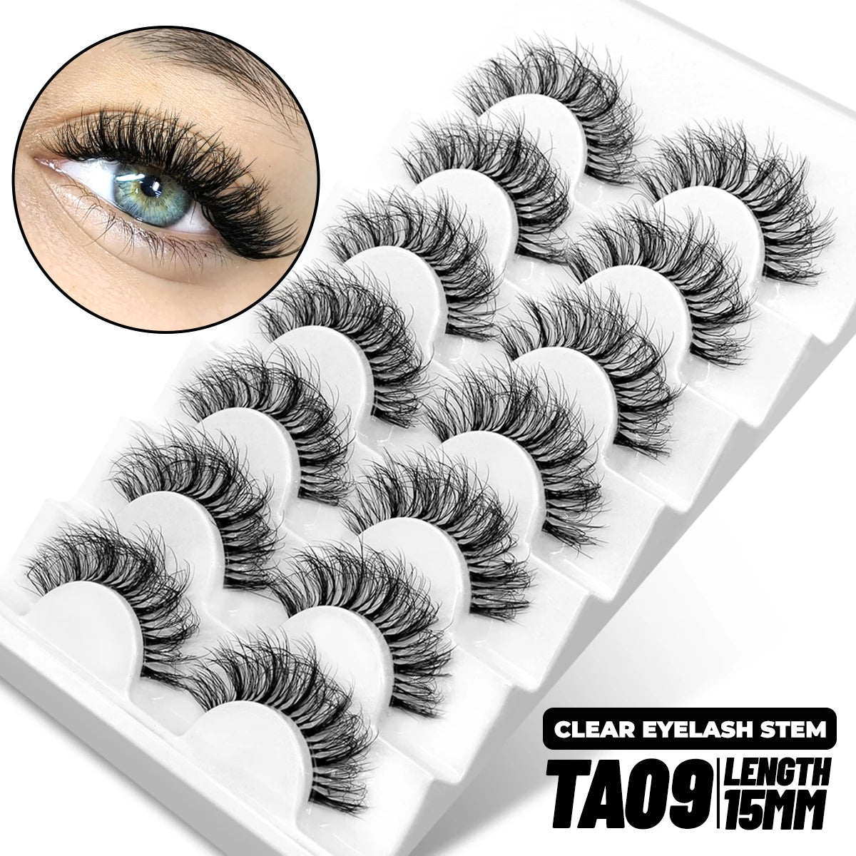 GROINNEYA 5/10 Pairs Mink Eyelashes, Invisible Band, Natural False Lashes, 3D Faux Mink Extensions