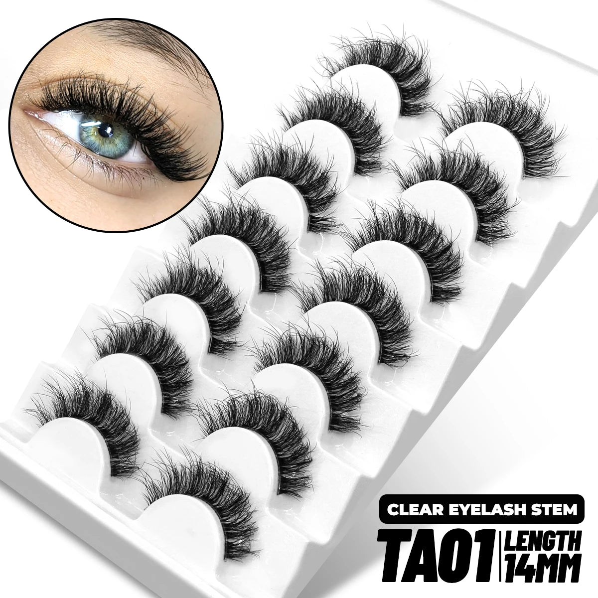 GROINNEYA 5/10 Pairs Mink Eyelashes, Invisible Band, Natural False Lashes, 3D Faux Mink Extensions