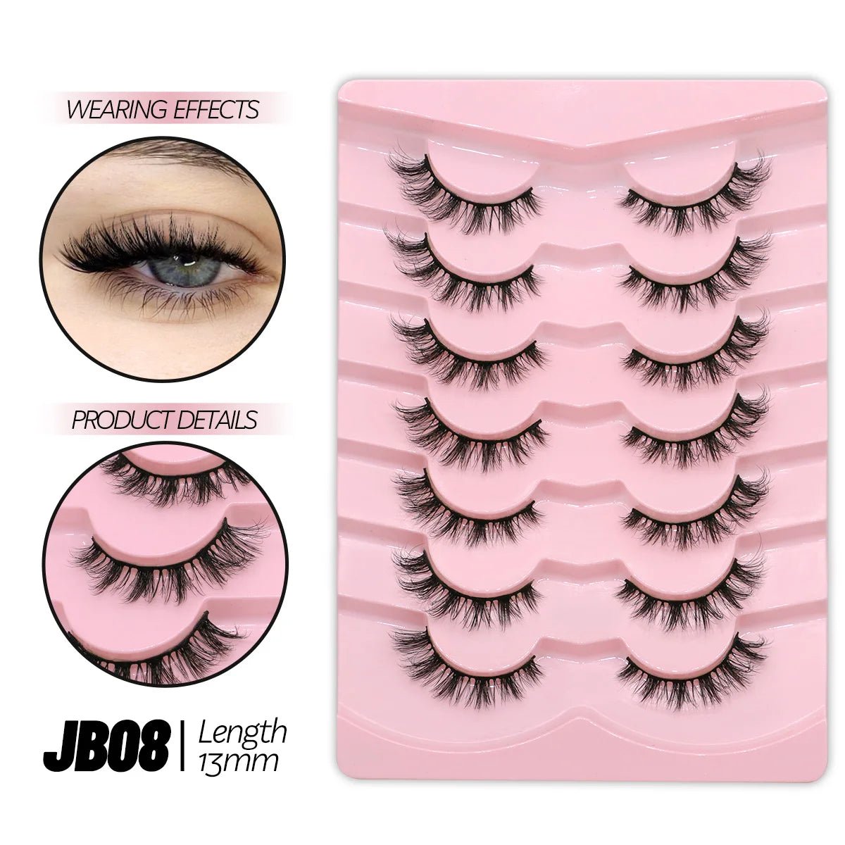 GROINNEYA Half Eye Lashes, 5/7 Pairs, New Faux Mink, Wispy Fluffy False Eyelashes, Cat Eye Extensions