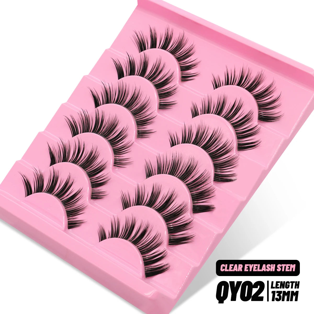 GROINNEYA Cat eye Lashes 5/6 pairs Clear Band Lashes Natural Look 6D Wispy Eyelashes False Lashes Eyelashs Extension