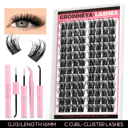 GROINNEYA Lash Clusters Kit DIY Lash Extension Kit Individual Lashes Cluster with Lash Bond & Seal & Remover EyeLashes Extension