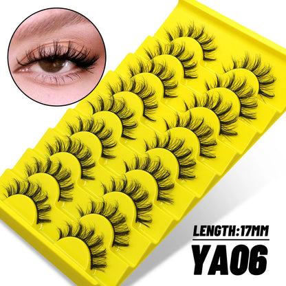 GROINNEYA Manga Lashes 5/7/9/20 Pairs 3D Mink Lashes Natural Eyelashes Soft Cross Wispy False Eyelashes Eyelash Extension