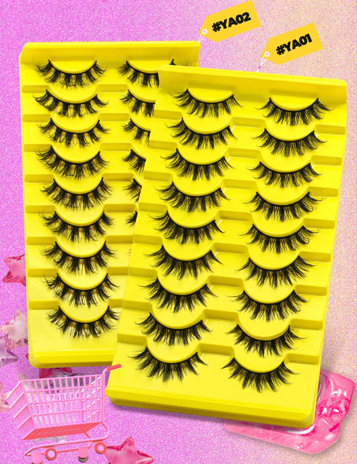 GROINNEYA 5/7/9 Pairs Eyelashes Faux Mink Eyelashes Extension Natural False Eyelashes 3D Wispy Lashes Manga Lashes