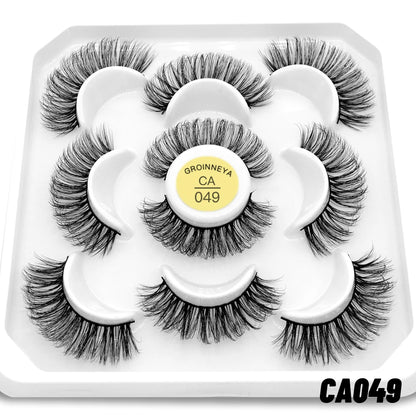 GROINNEYA 5/7 Pairs 3D Fluffy Manga Lashes, Wispy Natural Extension Look