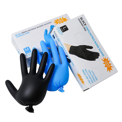 100Pcs Disposable Black/Blue Nitrile Tattoo Gloves - S/M/L/XL Sizes, Safety Glove