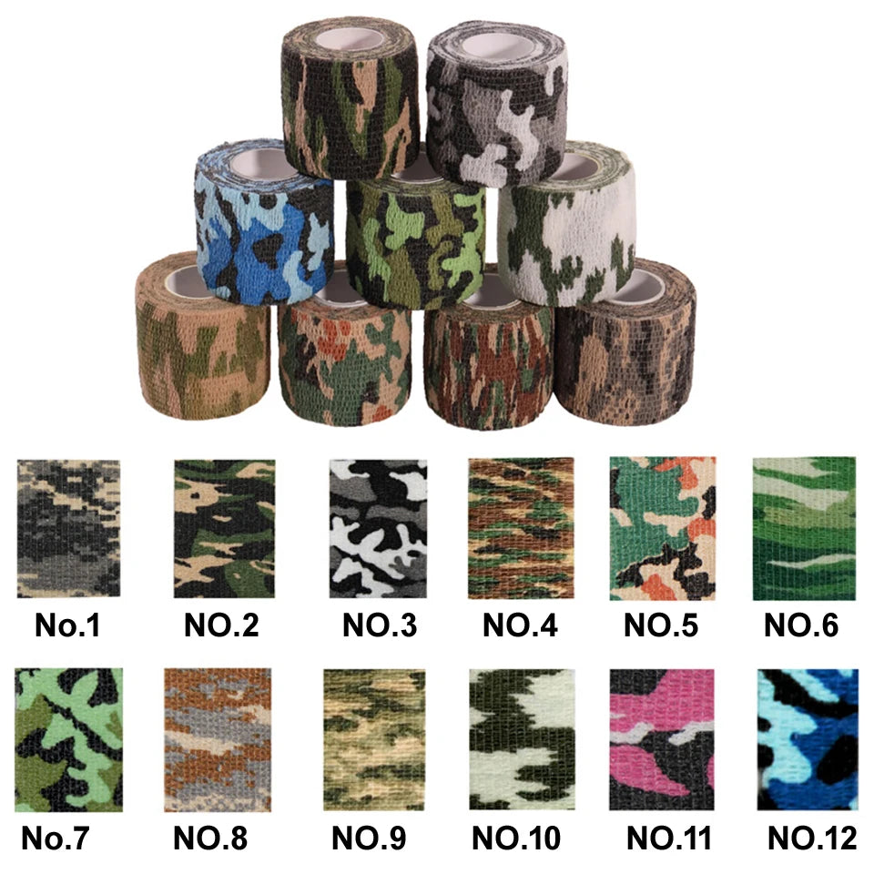 1 Roll Disposable Self-Adhesive Camouflage Bandage Tape for Tattoo Grip & Handle