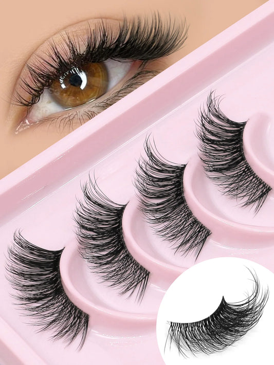 GROINNEYA Half Cat Eye Lashes, Faux Mink, Natural Long Manga, Winged Elongated Look