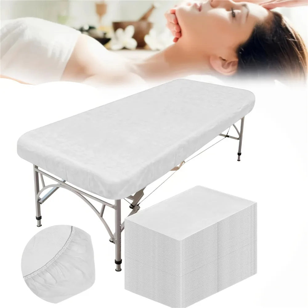 20pcs White/Blue Disposable Massage Mattresses - Waterproof & Oil-Resistant Sheets