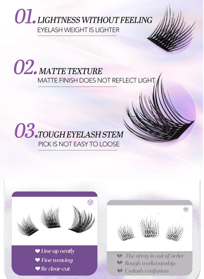 GROINNEYA Lash Clusters Kit, Waterproof Strong Hold, DIY Lash Extensions, Bond & Seal, Tweezers