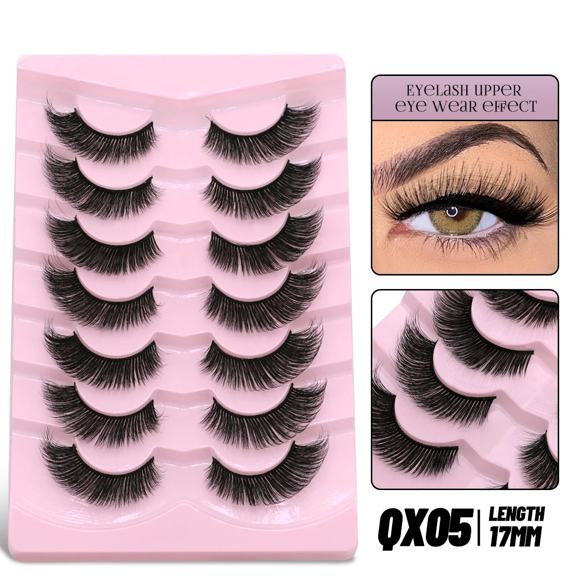 GROINNEYA Cat Eye Faux Mink Lashes, Winged End, Elongated, Natural Long Eyelash Extensions