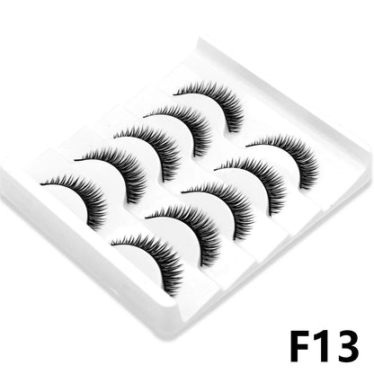 GROINNEYA 3D Natural Eyelashes, 5/10 Pairs, Fluffy Wispy, Cross, Cat Eye Lash Extensions Makeup