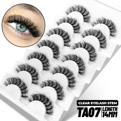 GROINNEYA 5/10 Pairs Mink Eyelashes, Invisible Band, Natural False Lashes, 3D Faux Mink Extensions