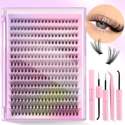 GROINNEYA Lash Clusters Kit DIY Lash Extension Kit Individual Lashes Cluster with Lash Bond & Seal & Remover EyeLashes Extension