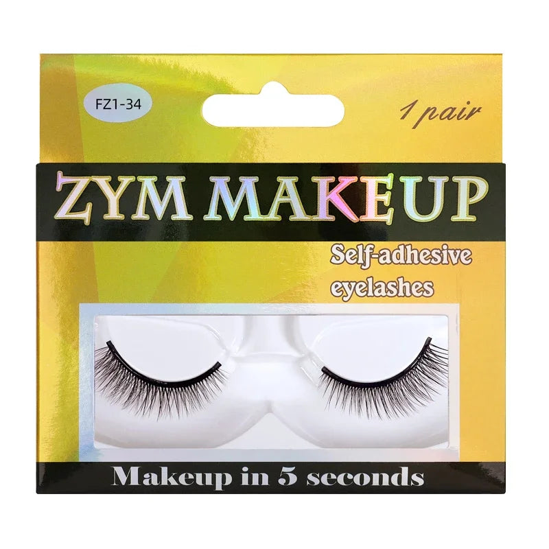 34-Piece Reusable Self-Adhesive Eyelashes, Glue-Free, Hypoallergenic, False Lash Makeup Tools