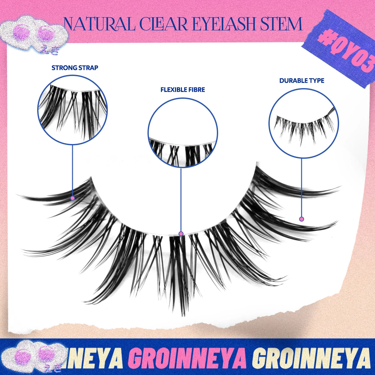 GROINNEYA Cat eye Lashes 5/6 pairs Clear Band Lashes Natural Look 6D Wispy Eyelashes False Lashes Eyelashs Extension