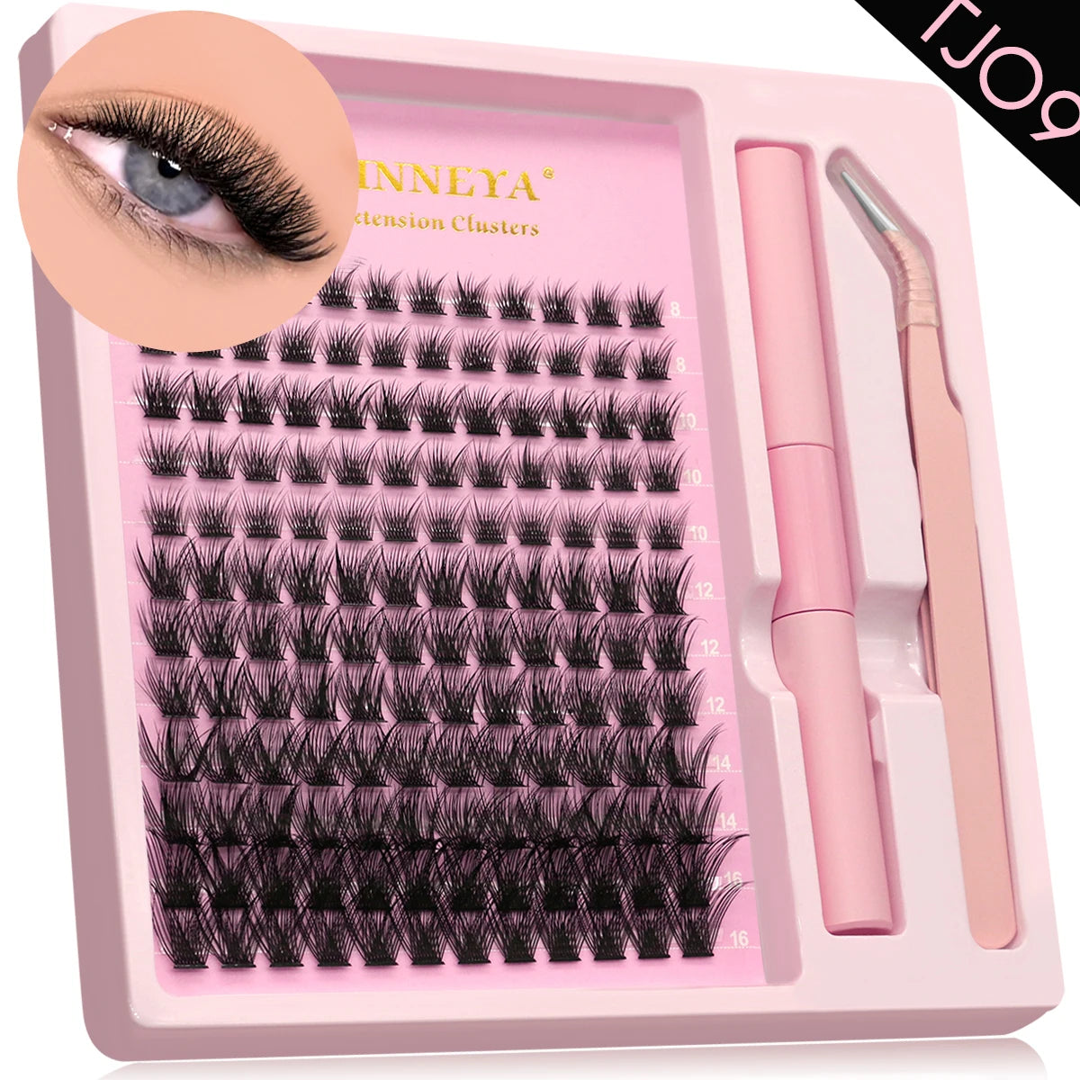 GROINNEYA Lash Clusters Kit, Waterproof Strong Hold, DIY Lash Extensions, Bond & Seal, Tweezers