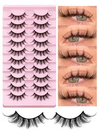 GROINNEYA Manga Faux Mink 3D Lashes, Fluffy Cross Wispy, Natural Extension Look