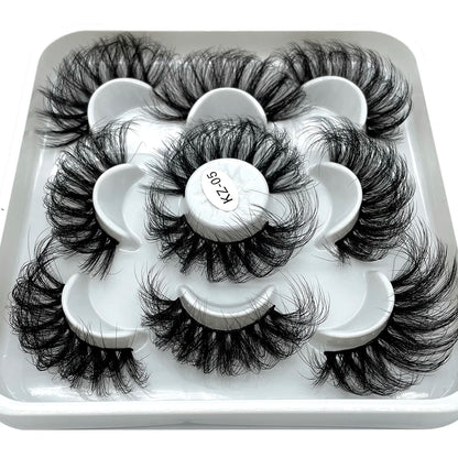 GROINNEYA 25mm 5 Pairs 3D Mink Lashes, Fluffy, Long, Thick, Natural False Eyelashes