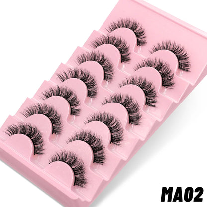 GROINNEYA 5/7 Pairs 3D Fluffy Manga Lashes, Wispy Natural Extension Look