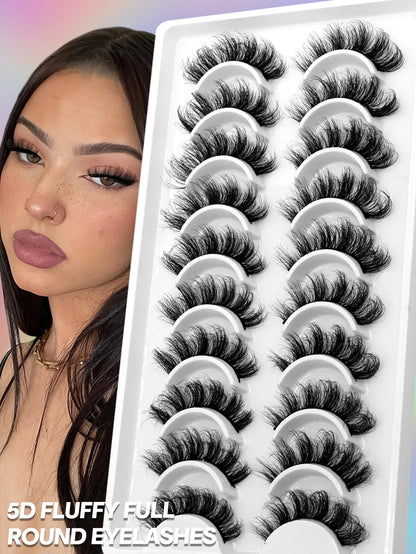 GROINNEYA 3D Fluffy Faux Mink Lashes, Dramatic Volume, Natural Extension Look