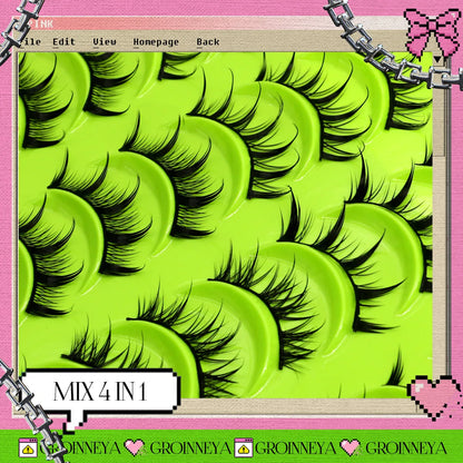 GROINNEYA Manga Lashes 5/7/9/20 Pairs 3D Mink Lashes Natural Eyelashes Soft Cross Wispy False Eyelashes Eyelash Extension