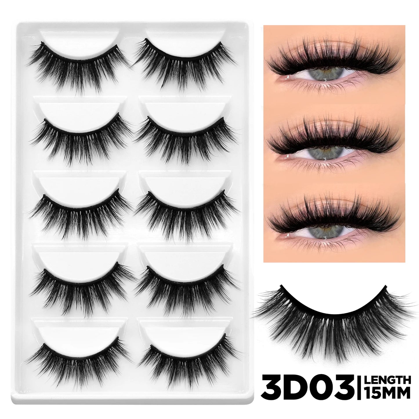 GROINNEYA 3D Fluffy Faux Mink Lashes, Dramatic Volume, Natural Extension Look