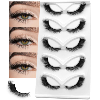 GROINNEYA Colorful False Eyelashes Cat Eye Lashes 3D Faux Mink Fluffy Eyelashes Russian Natural Thick Fluffy Lashes