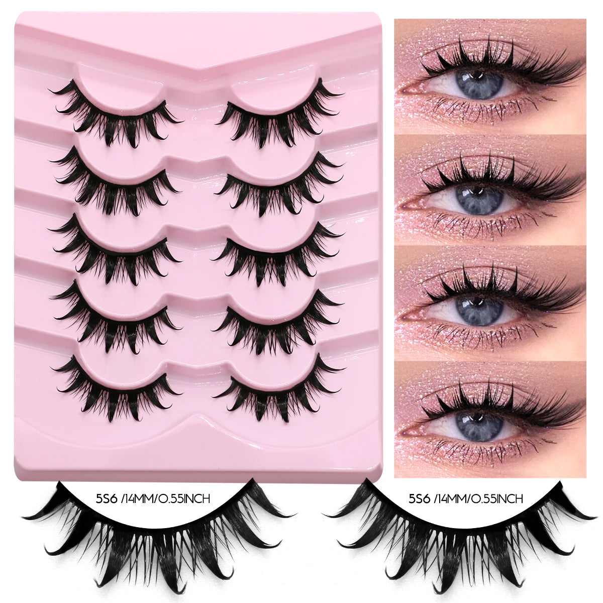 GROINNEYA Manga 3D Mink Lashes, Soft Cross Wispy, Natural False Eyelashes, Eyelash Extensions