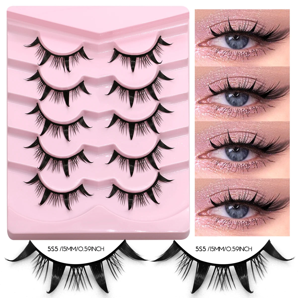 GROINNEYA Manga 3D Mink Lashes, Soft Cross Wispy, Natural False Eyelashes, Eyelash Extensions