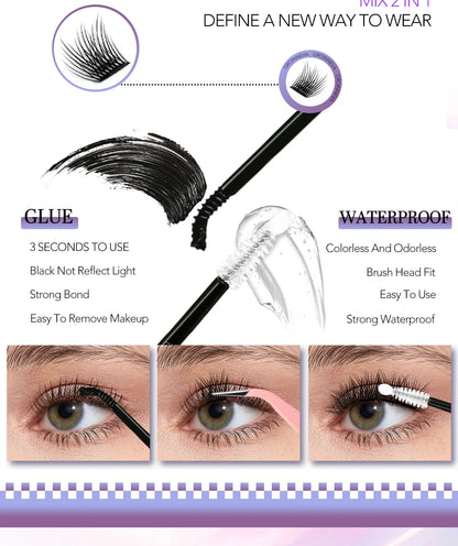 GROINNEYA Lash Clusters Kit, Waterproof Strong Hold, DIY Lash Extensions, Bond & Seal, Tweezers