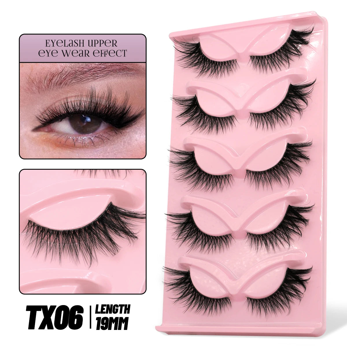 GROINNEYA Cat Eye Eyelashes, Wispy Faux Mink, Fluffy False Lashes, Soft Eye Makeup, Volume Extensions