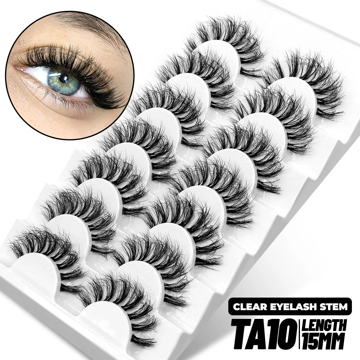 GROINNEYA 5/10 Pairs Mink Eyelashes, Invisible Band, Natural False Lashes, 3D Faux Mink Extensions