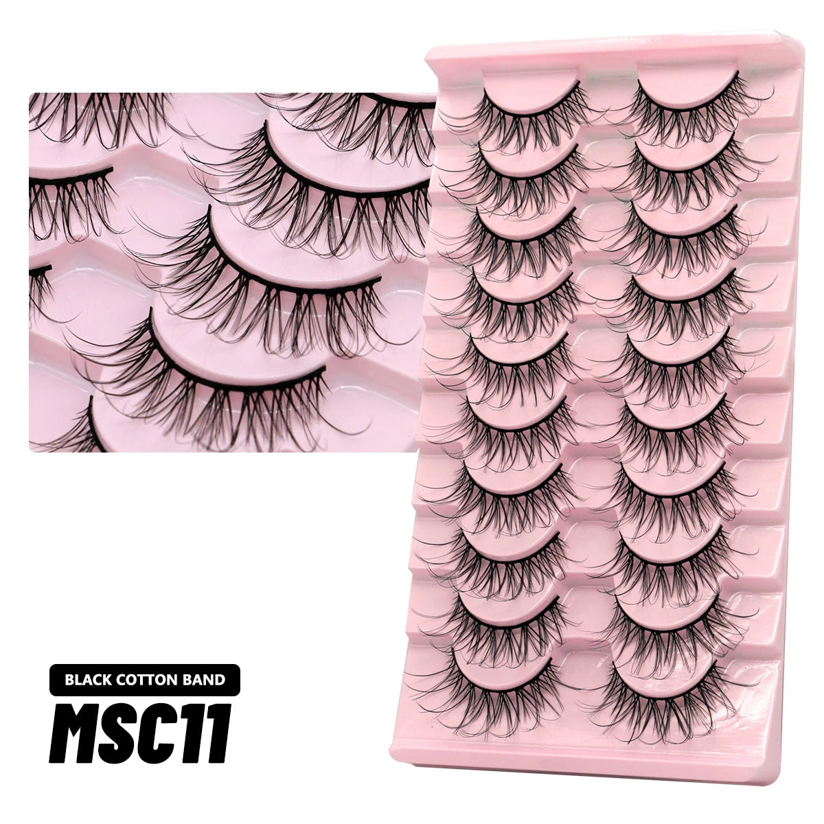 GROINNEYA 5/10 Pairs Natural False Eyelashes, Manga 3D Faux Mink, Soft Winged, Realistic Extensions