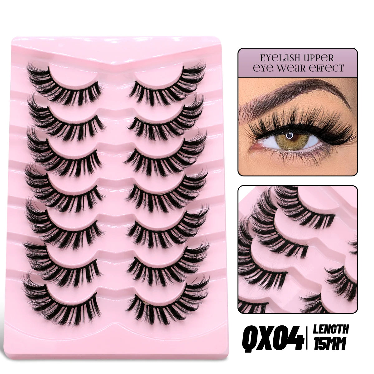 GROINNEYA Cat Eye Faux Mink Lashes, Winged End, Elongated, Natural Long Eyelash Extensions