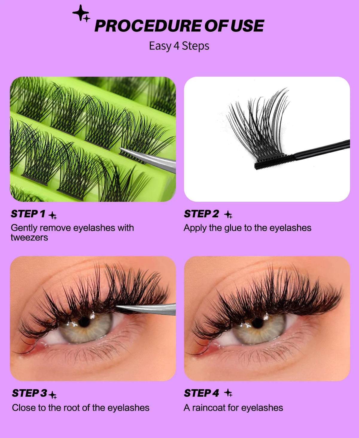 GROINNEYA Cluster Lashes, Natural Eyelash Extensions, Volume Individual Lashes, Mixed Tray, Faux Mink