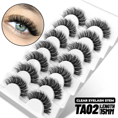 GROINNEYA 5/10 Pairs Mink Eyelashes, Invisible Band, Natural False Lashes, 3D Faux Mink Extensions